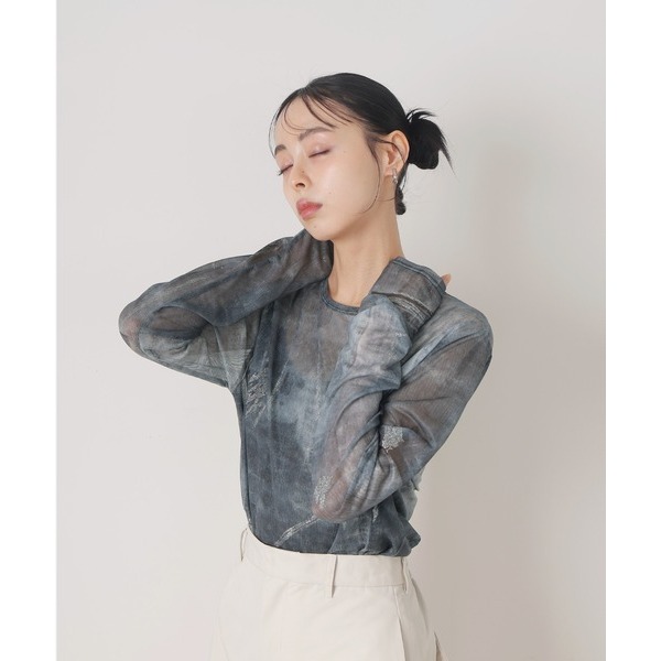 ：常花二手：🇯🇵 LIAN ✿ 特殊印花金蔥寬鬆透膚上衣（實拍照請看下方商品說明欄）日牌正品 現貨-細節圖8