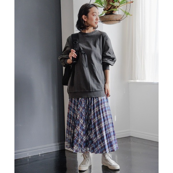 ：常花二手：🇯🇵 niko and... ✿ 斜格紋挺版百褶長裙（實拍照請看下方商品說明欄）日牌正品 現貨-細節圖7