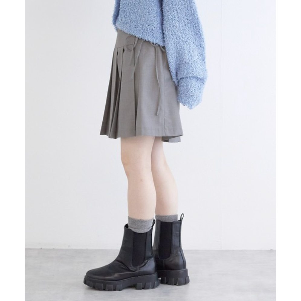 ：常花二手：🇯🇵 w closet ✿ 側邊蝴蝶結綁帶百褶短裙（實拍照請看下方商品說明欄）日牌正品 現貨-細節圖6