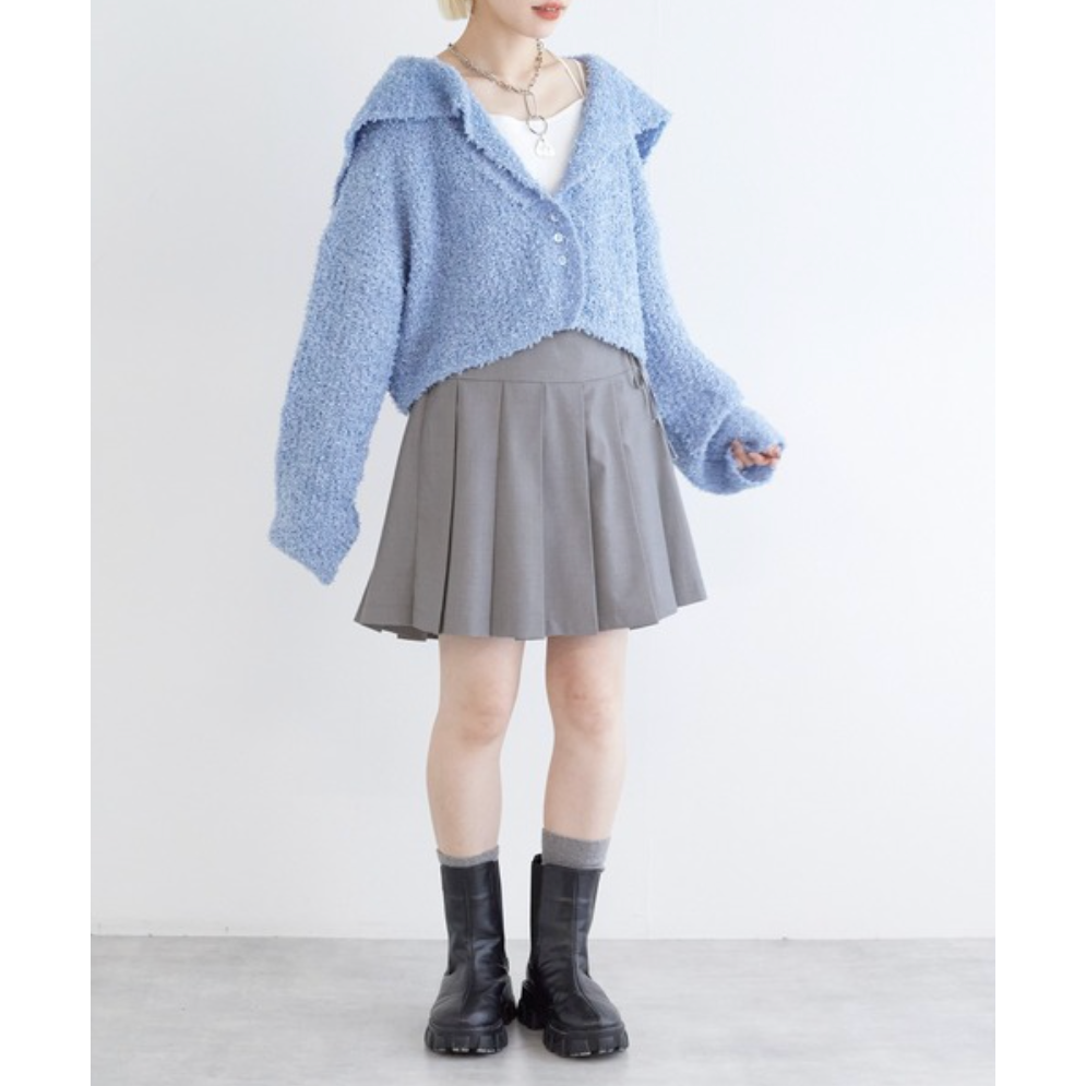 ：常花二手：🇯🇵 w closet ✿ 側邊蝴蝶結綁帶百褶短裙（實拍照請看下方商品說明欄）日牌正品 現貨-細節圖7