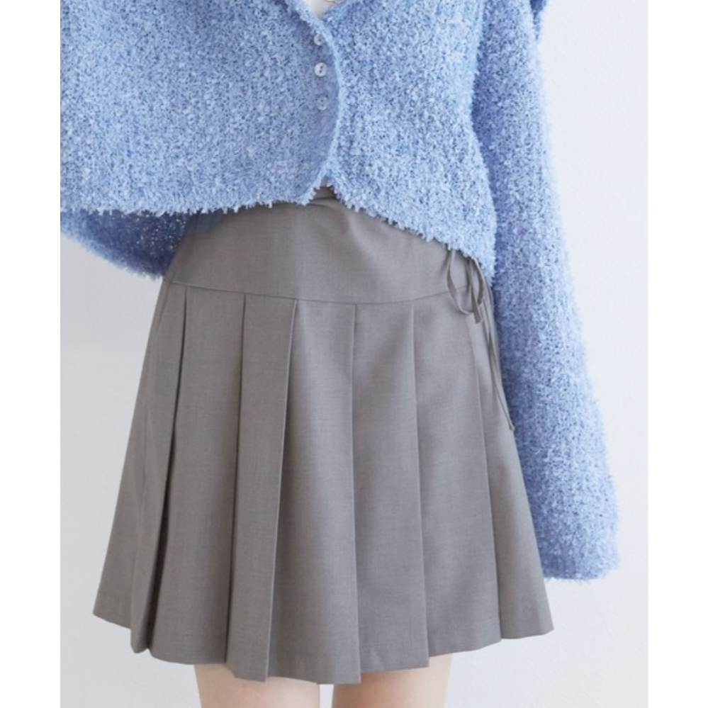 ：常花二手：🇯🇵 w closet ✿ 側邊蝴蝶結綁帶百褶短裙（實拍照請看下方商品說明欄）日牌正品 現貨-細節圖8