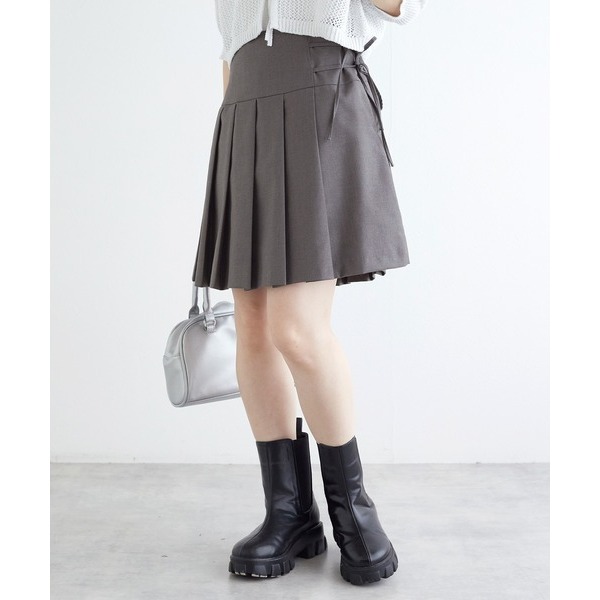 ：常花二手：🇯🇵 w closet ✿ 側邊蝴蝶結綁帶百褶短裙（實拍照請看下方商品說明欄）日牌正品 現貨-細節圖9