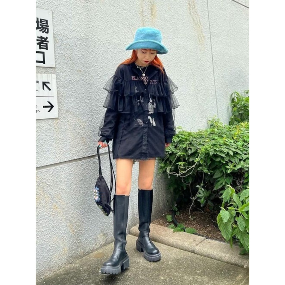 ：常花二手：🇯🇵 jouetie ✿ 透膚荷葉蛋糕澎袖襯衫（實拍照請看下方商品說明欄）日牌正品 現貨-細節圖9
