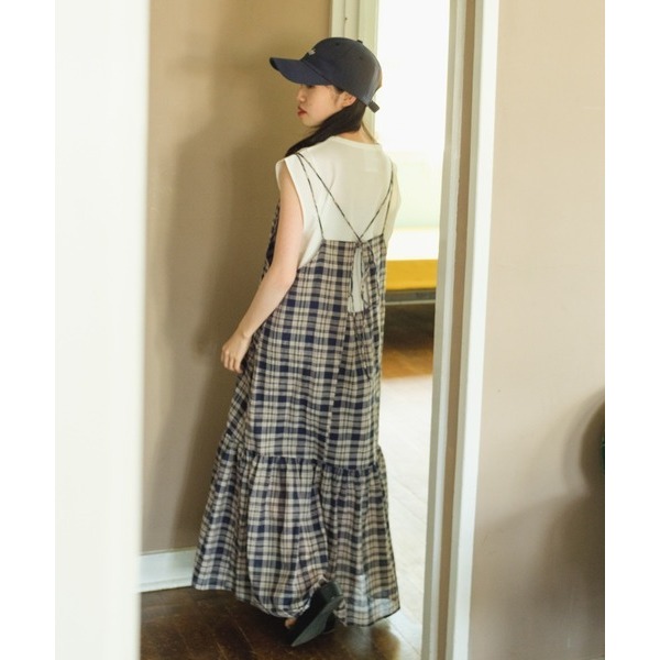 ：常花二手：🇯🇵 Kastane ✿ 夏日格紋吊帶洋裝（實拍照請看下方商品說明欄）日牌正品 現貨-細節圖2