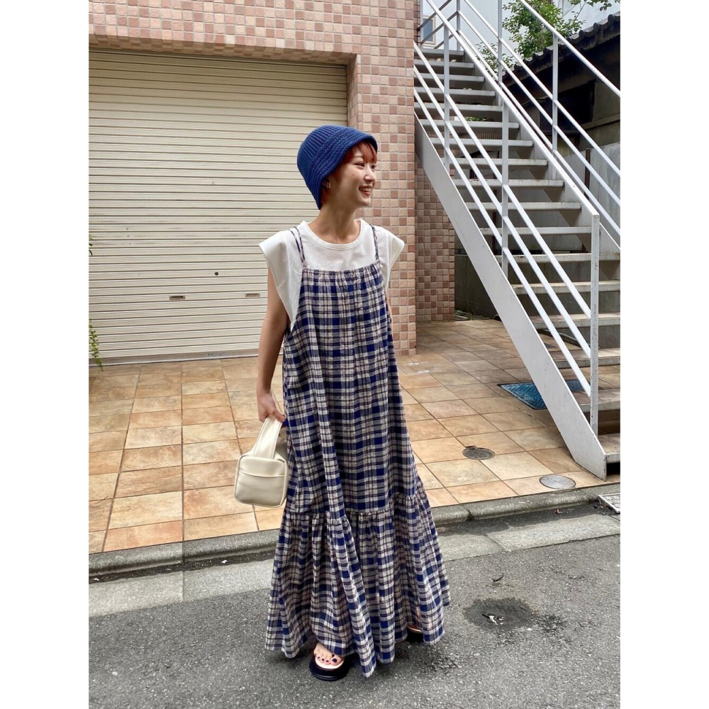：常花二手：🇯🇵 Kastane ✿ 夏日格紋吊帶洋裝（實拍照請看下方商品說明欄）日牌正品 現貨-細節圖4