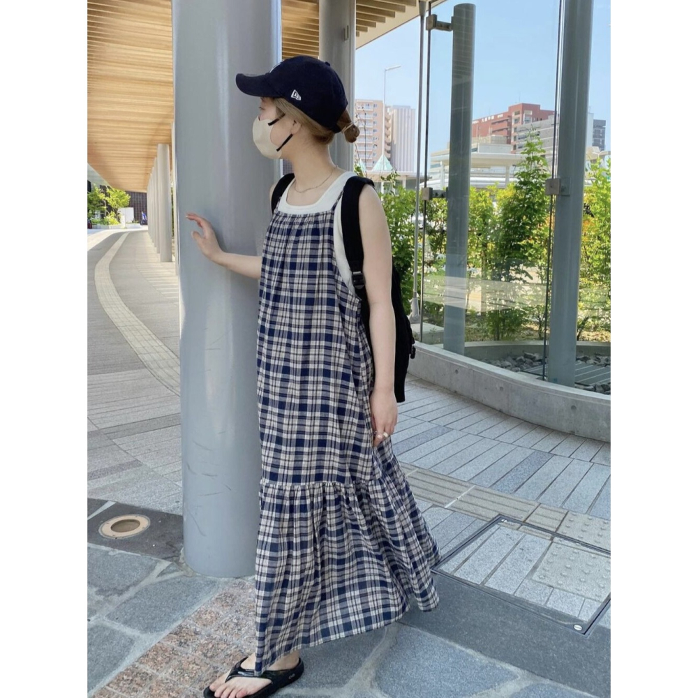 ：常花二手：🇯🇵 Kastane ✿ 夏日格紋吊帶洋裝（實拍照請看下方商品說明欄）日牌正品 現貨-細節圖6