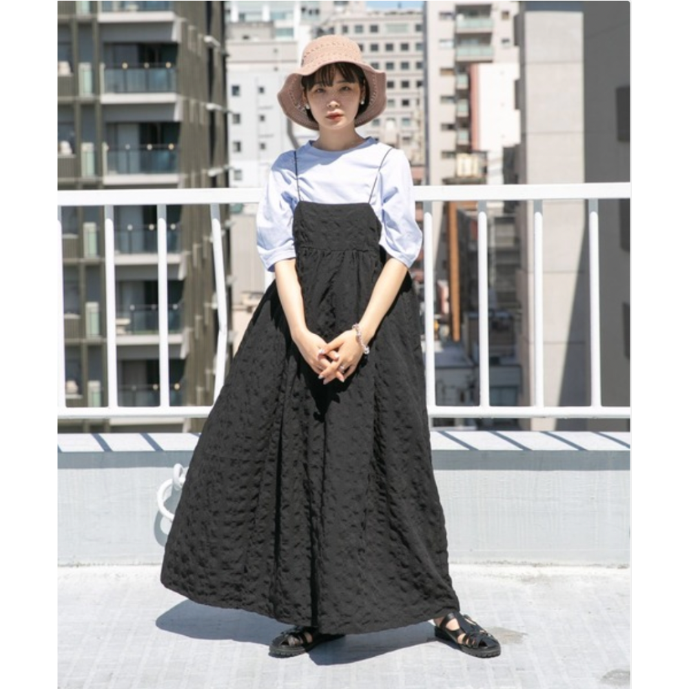 ：常花二手：🇯🇵 KBF ✿ 泡泡布吊帶洋裝（實拍照請看下方商品說明欄）日牌正品 現貨-細節圖5