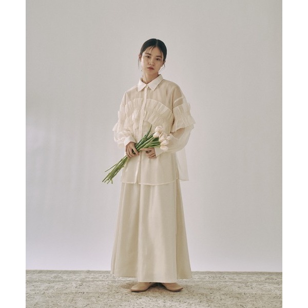 ：常花二手：🇯🇵 moi tytto ✿ 可愛荷葉造型透膚襯衫（實拍照請看下方商品說明欄）日牌正品 現貨-細節圖7