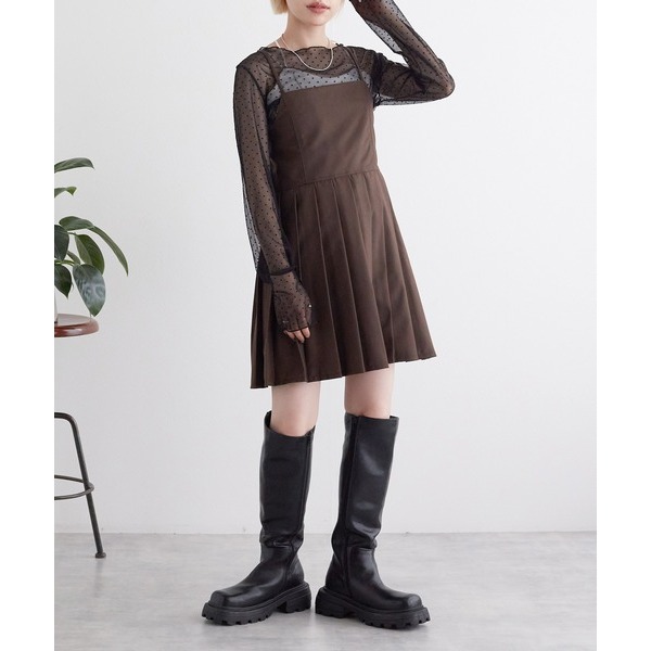 ：常花二手：🇯🇵 w closet ✿ 吊帶短版百褶學院風洋裝（實拍照請看下方商品說明欄）日牌正品 現貨-細節圖2