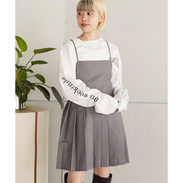 ：常花二手：🇯🇵 w closet ✿ 吊帶短版百褶學院風洋裝（實拍照請看下方商品說明欄）日牌正品 現貨-細節圖3
