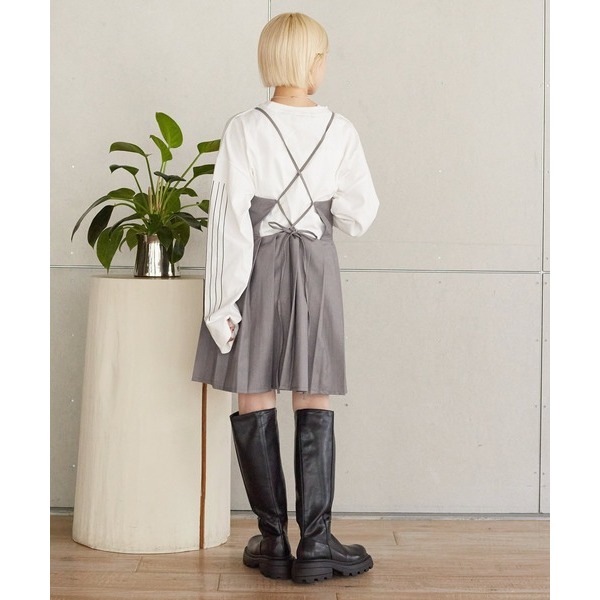 ：常花二手：🇯🇵 w closet ✿ 吊帶短版百褶學院風洋裝（實拍照請看下方商品說明欄）日牌正品 現貨-細節圖5