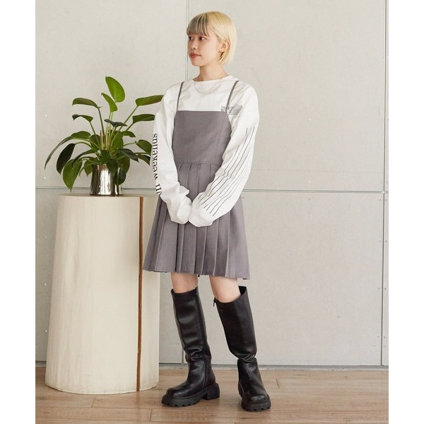 ：常花二手：🇯🇵 w closet ✿ 吊帶短版百褶學院風洋裝（實拍照請看下方商品說明欄）日牌正品 現貨-細節圖7