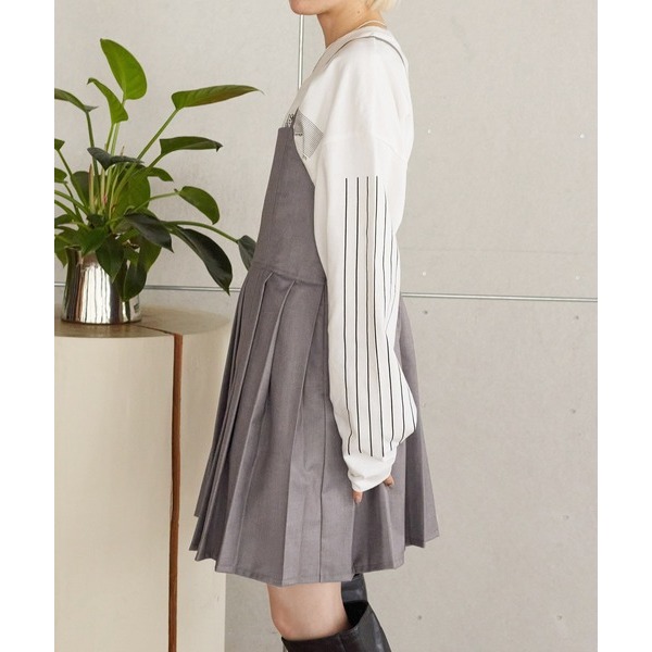 ：常花二手：🇯🇵 w closet ✿ 吊帶短版百褶學院風洋裝（實拍照請看下方商品說明欄）日牌正品 現貨-細節圖9