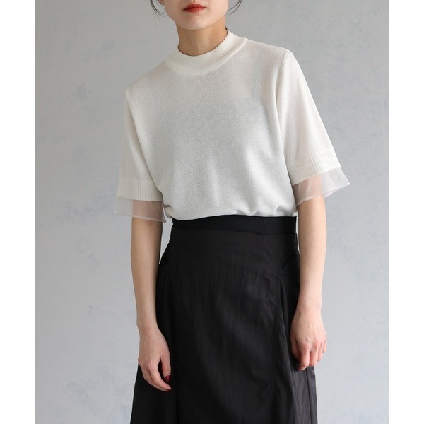 ：常花二手：🇯🇵 &g’aime ✿ 拼接透膚針織短袖上衣（實拍照請看下方商品說明欄）日牌正品 現貨-細節圖6