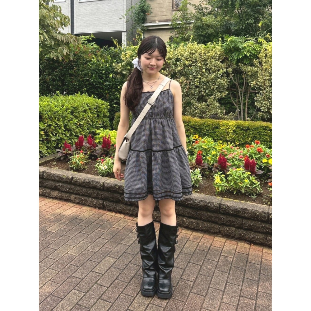 ：常花二手：🇯🇵 Heather ✿ 格紋包布釦蛋糕吊帶背心洋裝（實拍照請看下方商品說明欄）日牌正品 現貨-細節圖11