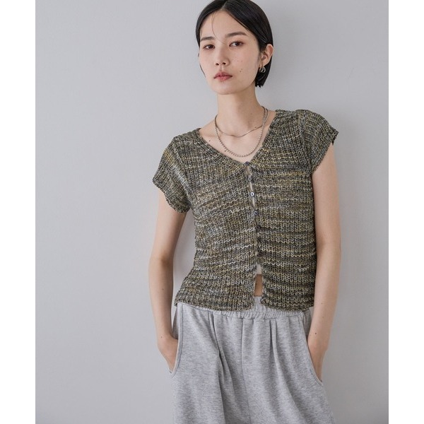 ：常花二手：🇯🇵 JEANASIS ✿ 法式袖短版混織排釦上衣（實拍照請看下方商品說明欄）日牌正品 現貨-細節圖5