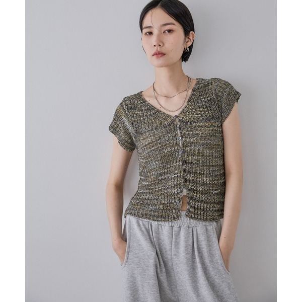 ：常花二手：🇯🇵 JEANASIS ✿ 法式袖短版混織排釦上衣（實拍照請看下方商品說明欄）日牌正品 現貨-細節圖5