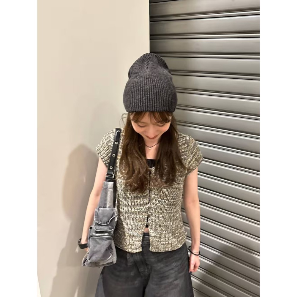 ：常花二手：🇯🇵 JEANASIS ✿ 法式袖短版混織排釦上衣（實拍照請看下方商品說明欄）日牌正品 現貨-細節圖9