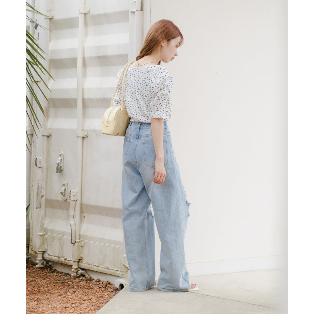 ：常花二手：🇯🇵 Kastane ✿ 抓皺袖口小碎花半袖上衣（實拍照請看下方商品說明欄）日牌正品 現貨-細節圖4