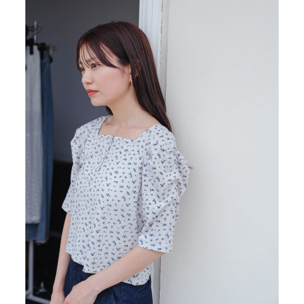 ：常花二手：🇯🇵 Kastane ✿ 抓皺袖口小碎花半袖上衣（實拍照請看下方商品說明欄）日牌正品 現貨-細節圖10