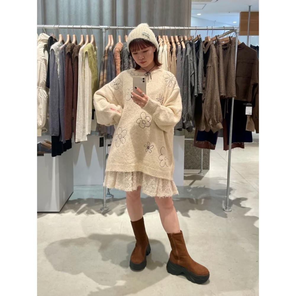 ：常花二手：🇯🇵 Kastane ✿ 毛絨絨緹花透膚吊帶外罩洋裝（實拍照請看下方商品說明欄）日牌正品 現貨-細節圖9