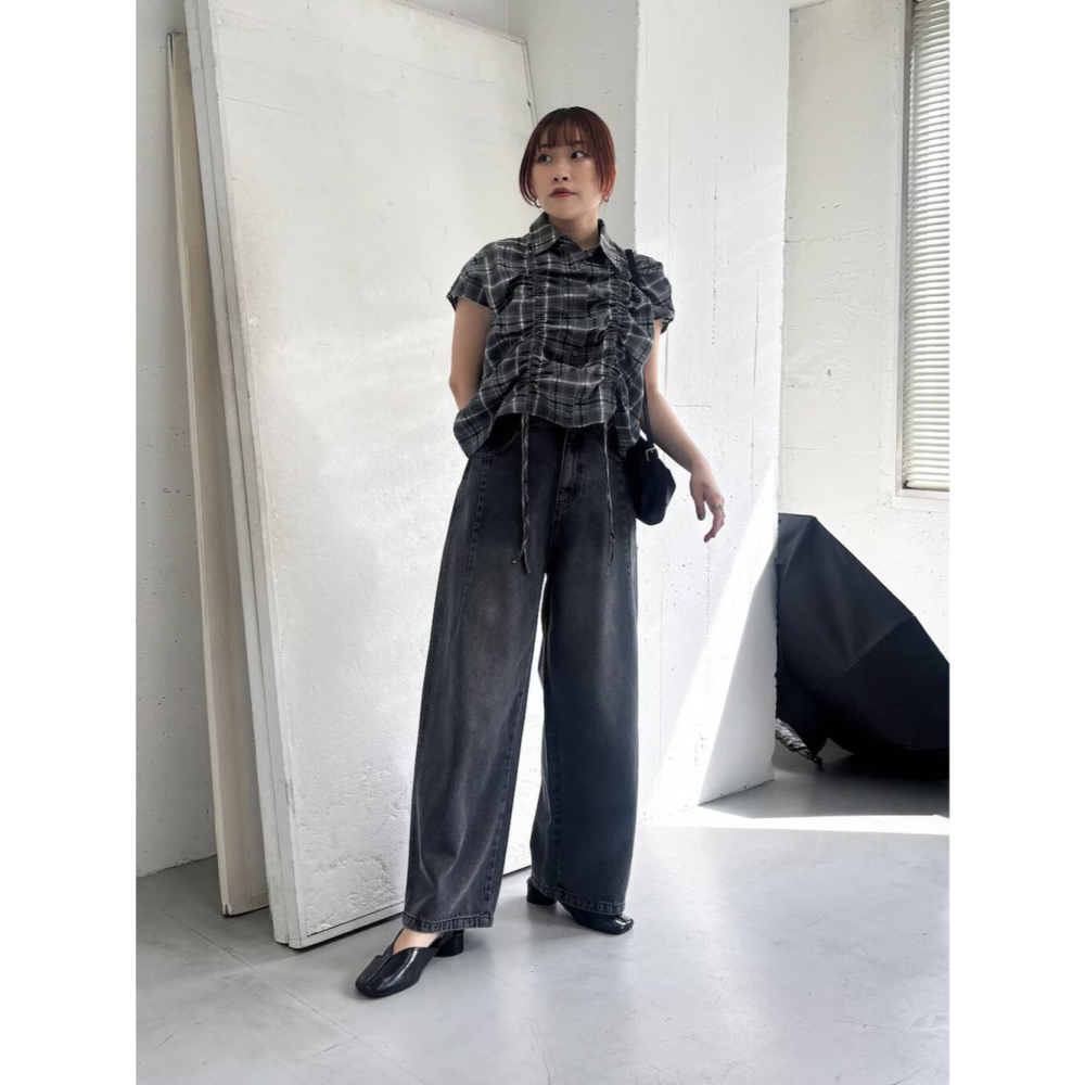 ：常花二手：🇯🇵 KBF ✿ 蝴蝶結抓皺短版造型上衣（實拍照請看下方商品說明欄）日牌正品 現貨-細節圖7