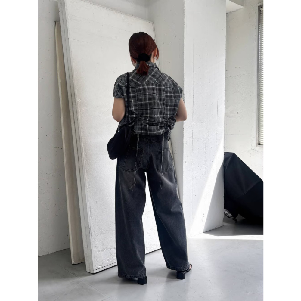 ：常花二手：🇯🇵 KBF ✿ 蝴蝶結抓皺短版造型上衣（實拍照請看下方商品說明欄）日牌正品 現貨-細節圖8