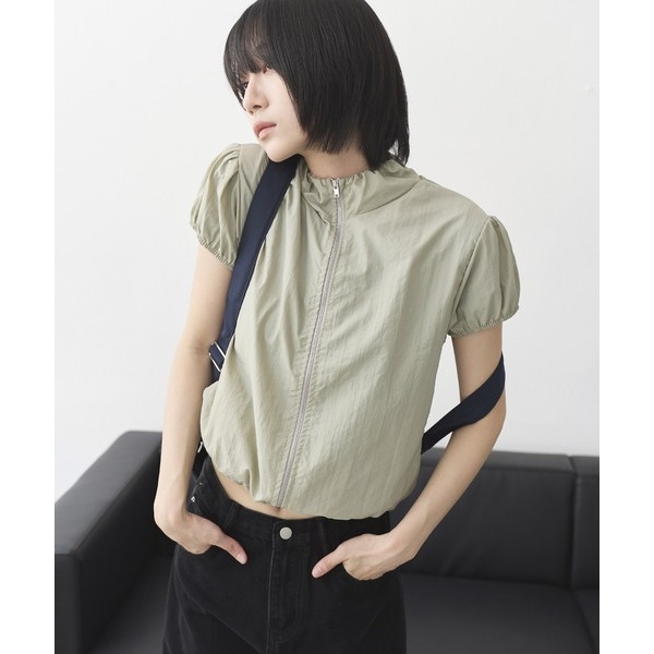 ：常花二手：🇯🇵 UNE MANSION ✿ 小澎袖尼龍拉鍊造型外套（實拍照請看下方商品說明欄）日牌正品 現貨-細節圖8
