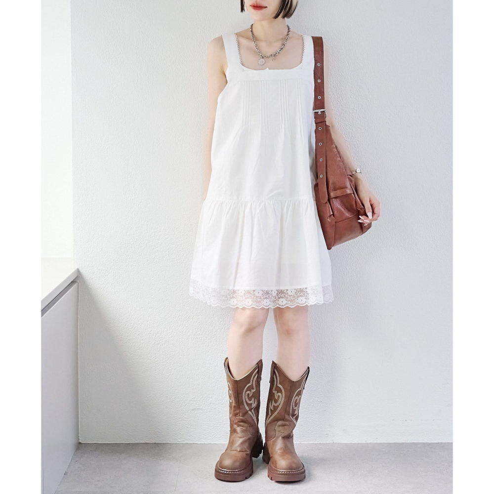 ：常花二手：🇯🇵 w closet ✿ 可愛復古蕾絲背心短洋裝（實拍照請看下方商品說明欄）日牌正品 現貨-細節圖2