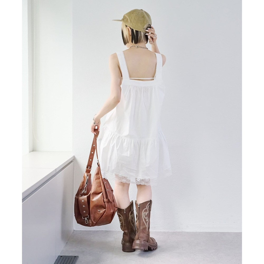 ：常花二手：🇯🇵 w closet ✿ 可愛復古蕾絲背心短洋裝（實拍照請看下方商品說明欄）日牌正品 現貨-細節圖10