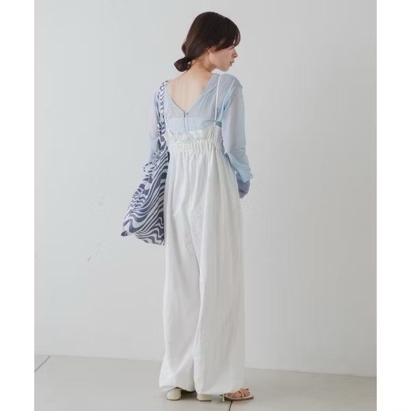 ：常花二手：🇯🇵 Kastane ✿ Ｖ領氣質工裝吊帶寬褲（實拍照請看下方商品說明欄）＃日牌正品-細節圖2