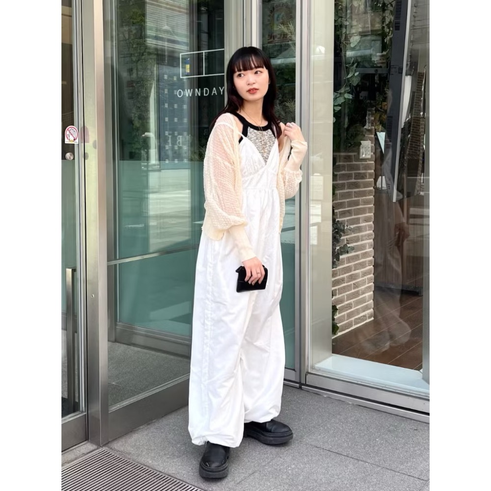 ：常花二手：🇯🇵 Kastane ✿ Ｖ領氣質工裝吊帶寬褲（實拍照請看下方商品說明欄）＃日牌正品-細節圖5
