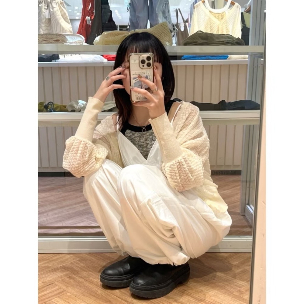 ：常花二手：🇯🇵 Kastane ✿ Ｖ領氣質工裝吊帶寬褲（實拍照請看下方商品說明欄）＃日牌正品-細節圖8