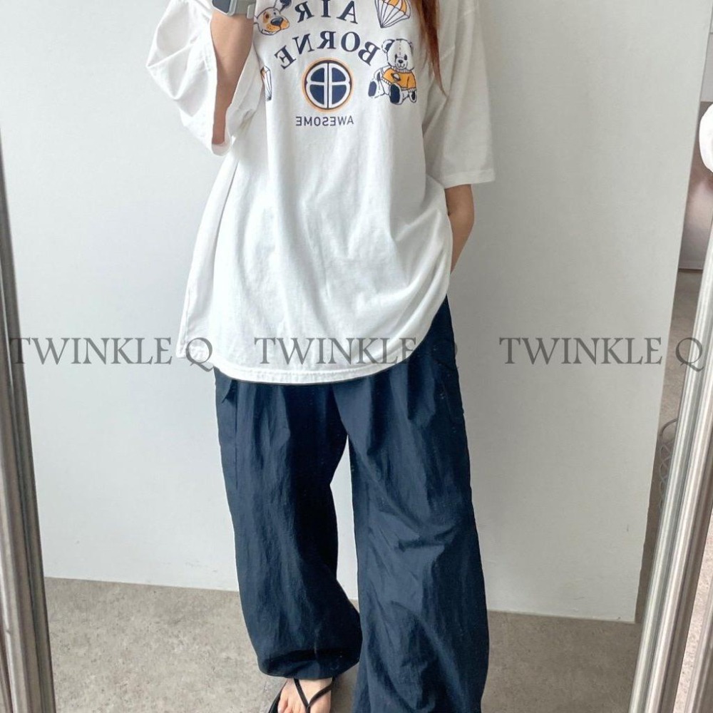 🎀 Twinkle Q 🎀-預購✈️正韓🇰🇷東大門 卡通圖案 AIR BORNE Ｔ恤 休閒 短袖 上衣 男女 中性-細節圖3