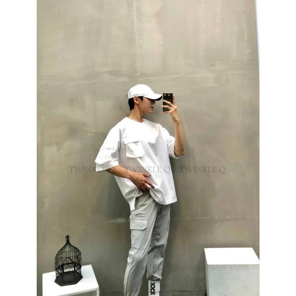 Twinkle Q韓國代購-預購✈️東大門🔥南大門正韓 短袖t恤 雙口袋 工裝 下擺開叉 休閒上衣 短袖上衣-細節圖5