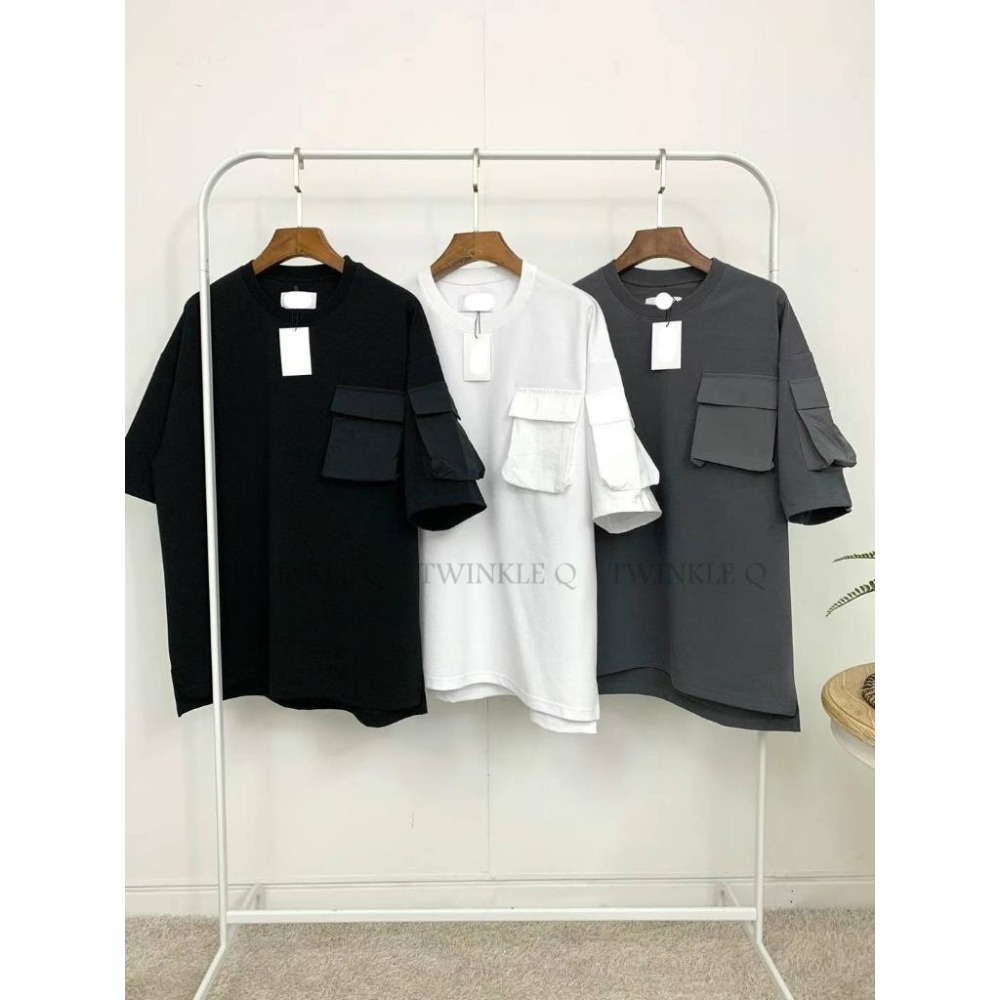 Twinkle Q韓國代購-預購✈️東大門🔥南大門正韓 短袖t恤 雙口袋 工裝 下擺開叉 休閒上衣 短袖上衣-細節圖9