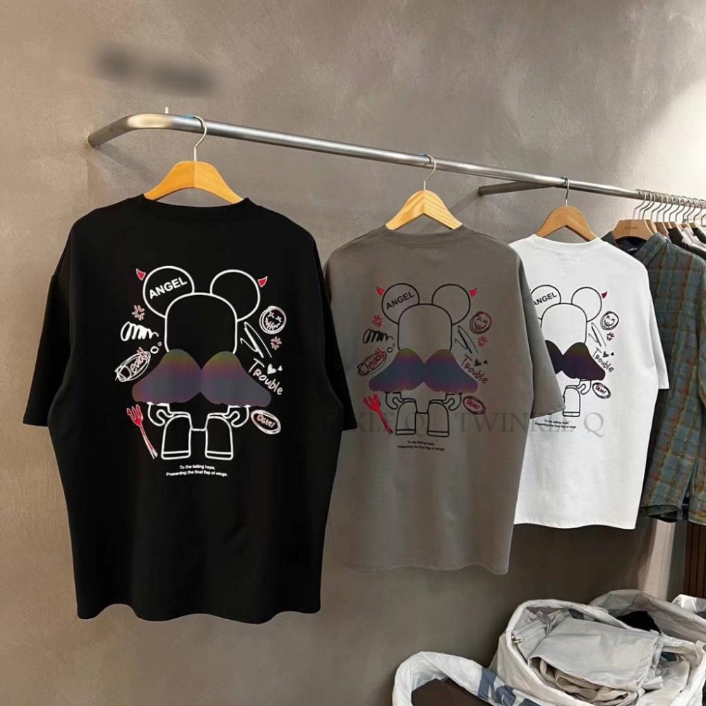 Twinkle Q韓國代購-預購✈️東大門🔥南大門正韓 短袖t恤  熊熊 天使 反光 惡魔 休閒上衣 t恤 男女 中性-細節圖7