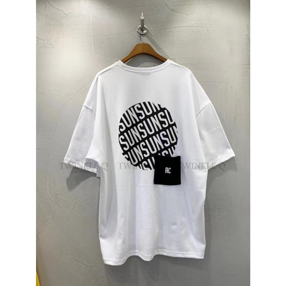 Twinkle Q韓國代購-預購✈️東大門🔥南大門正韓 短袖t恤 圓形 圖案 口袋 休閒上衣 短袖上衣 t恤 男女 中性-細節圖7