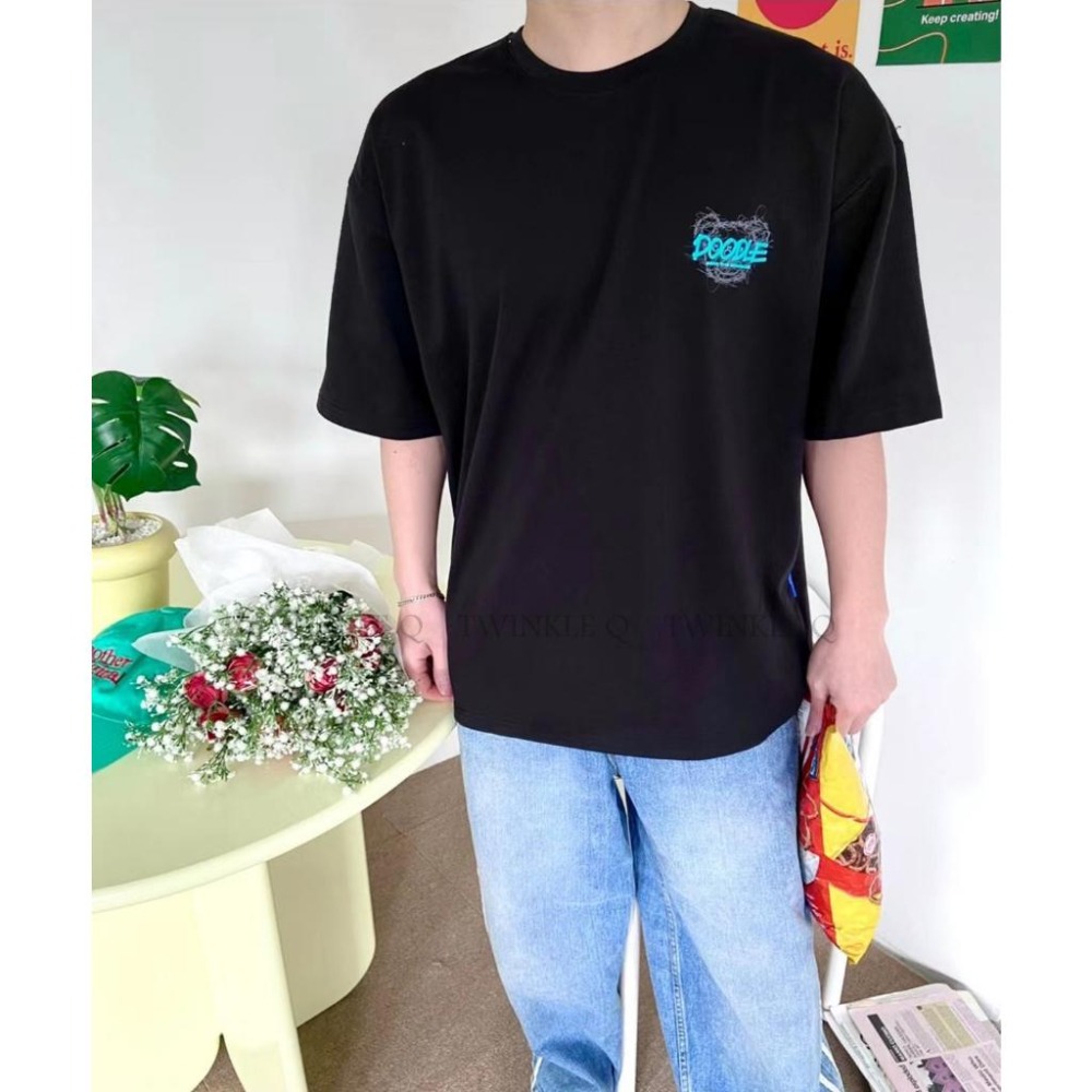 Twinkle Q韓國代購-預購✈️東大門🔥南大門正韓 短袖t恤 熊熊 藝術 塗鴨 圖案 休閒上衣 短袖 t恤 男女中性-細節圖3