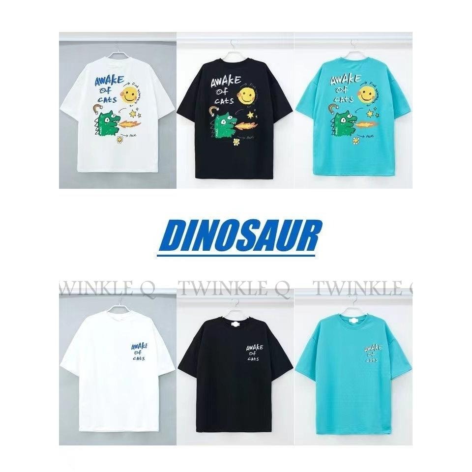 Twinkle Q韓國代購-預購✈️東大門🔥南大門正韓 短袖t恤 恐龍 微笑 塗鴨 休閒上衣 短t t恤 男女 中性-細節圖8