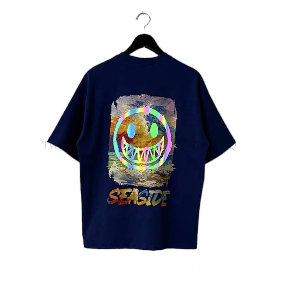 Twinkle Q韓國代購(現貨＋預購) ✈️東大門🔥南大門正韓 短袖t恤 笑臉 塗鴨 反光 潮t 休閒 t恤 男女中性-細節圖3