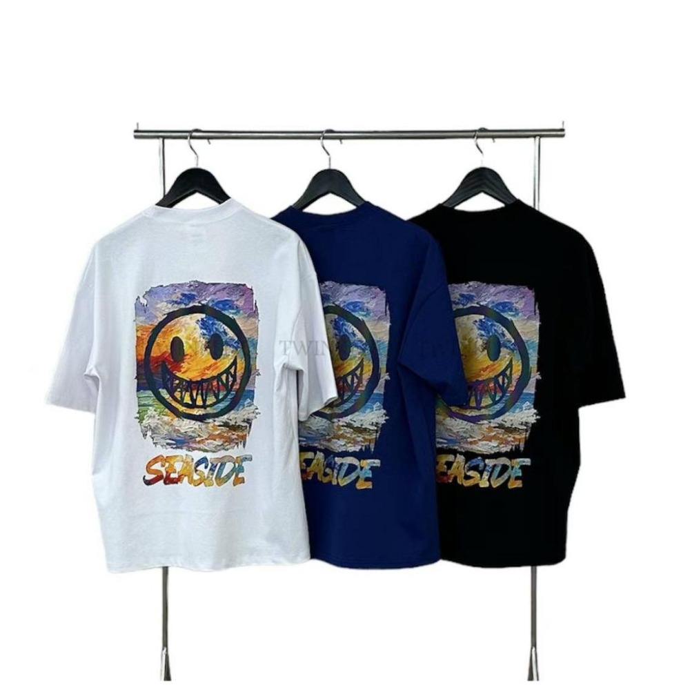 Twinkle Q韓國代購(現貨＋預購) ✈️東大門🔥南大門正韓 短袖t恤 笑臉 塗鴨 反光 潮t 休閒 t恤 男女中性-細節圖8