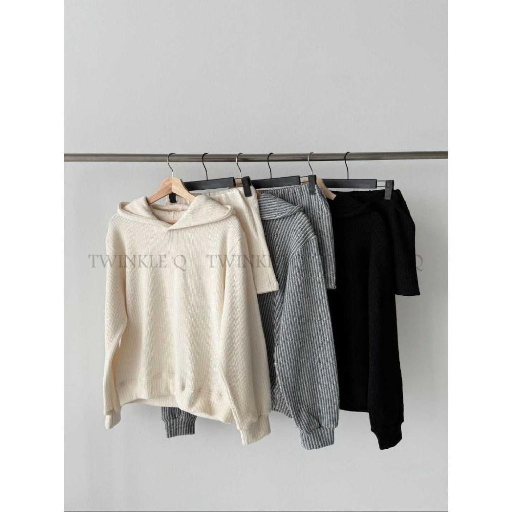 🎀TwinkleQ韓國代購-預購✈️東大門🔥南大門正韓 休閒套裝 針織連帽上衣 針織短褲 休閒 運動 套裝-細節圖8