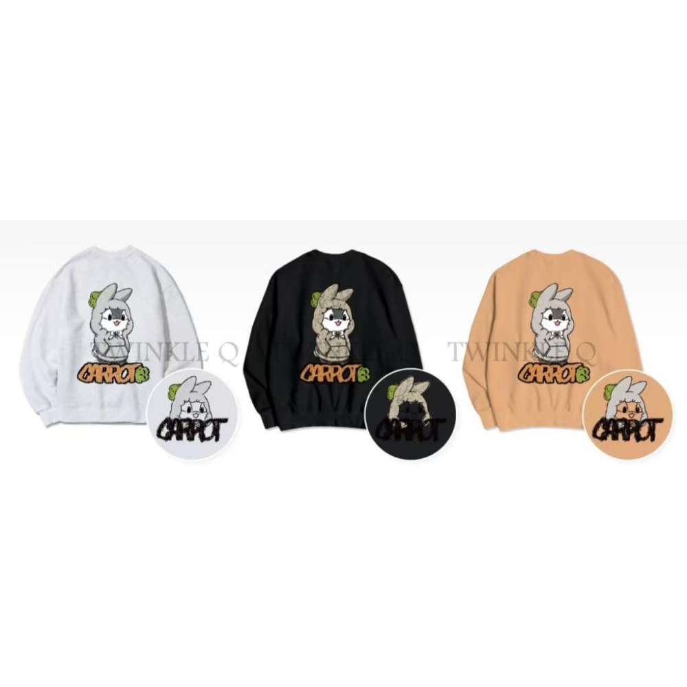 🎀TwinkleQ韓國代購-預購✈️東大門🔥南大門正韓 大學t 男女中性 刷毛 小兔兔 印花 長袖上衣 長t 大學踢-細節圖5