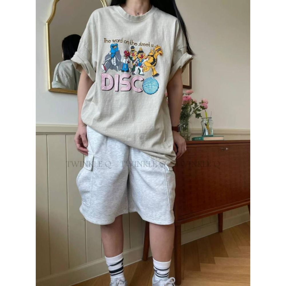 🎀Twinkle Q韓國代購-預購✈️東大門🔥南大門正韓 短袖t恤 芝麻街 圖案印花 水洗t恤 寬鬆版型 上衣 中性-細節圖2