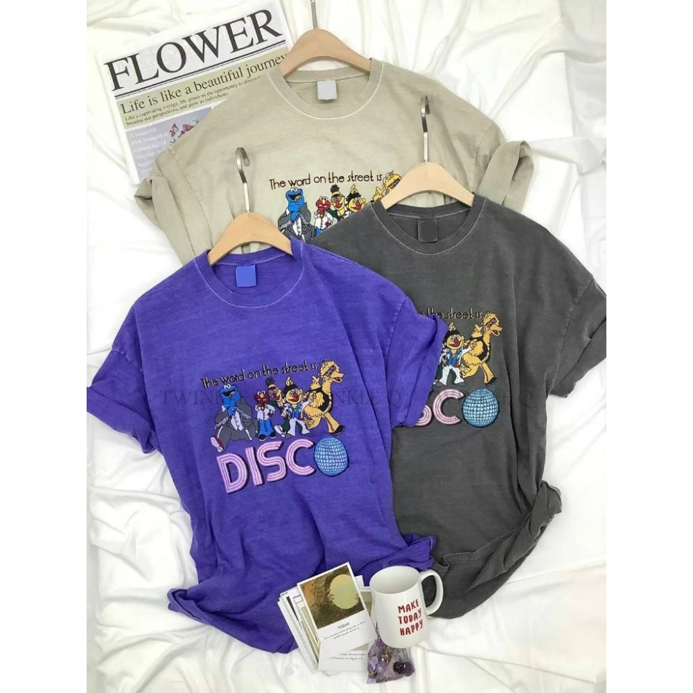 🎀Twinkle Q韓國代購-預購✈️東大門🔥南大門正韓 短袖t恤 芝麻街 圖案印花 水洗t恤 寬鬆版型 上衣 中性-細節圖4