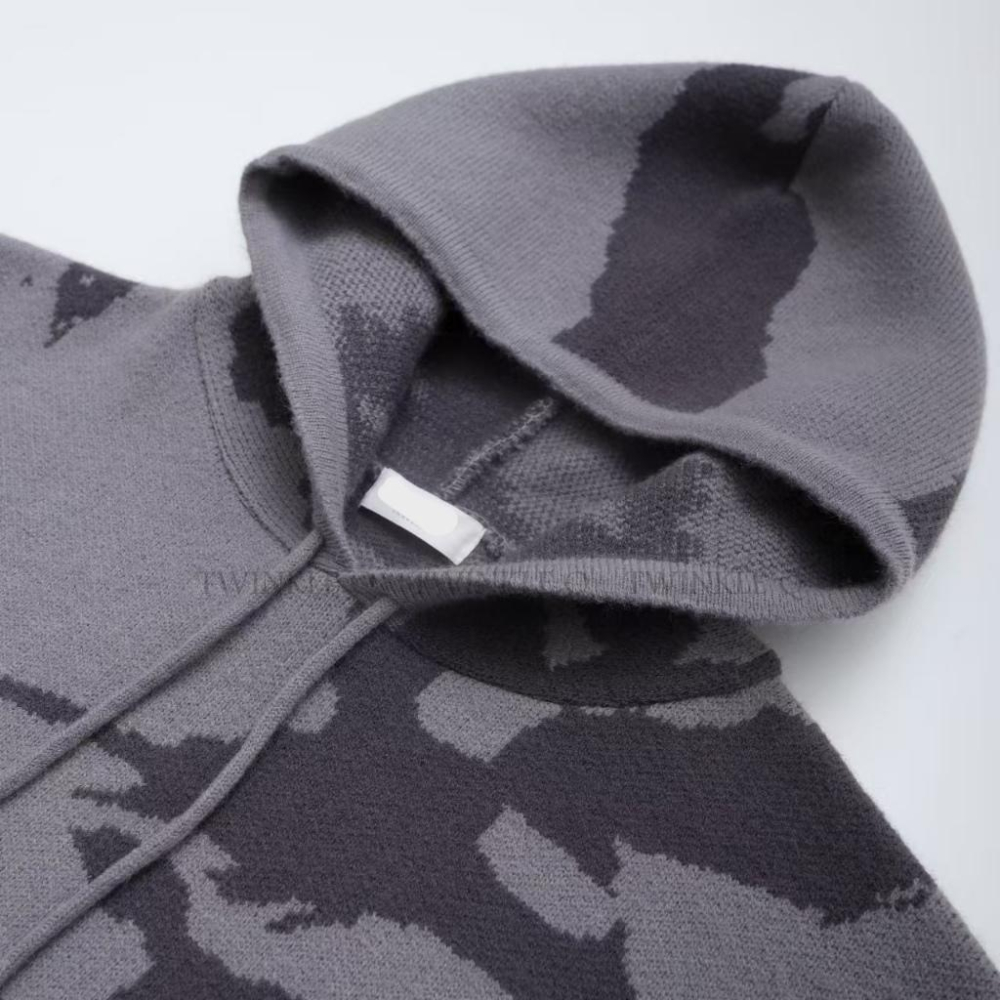 🎀Twinkle Q韓國代購-預購✈️東大門🔥南大門正韓 針織連帽上衣 迷彩風 休閒 連帽t恤 針織毛衣 毛衣-細節圖6
