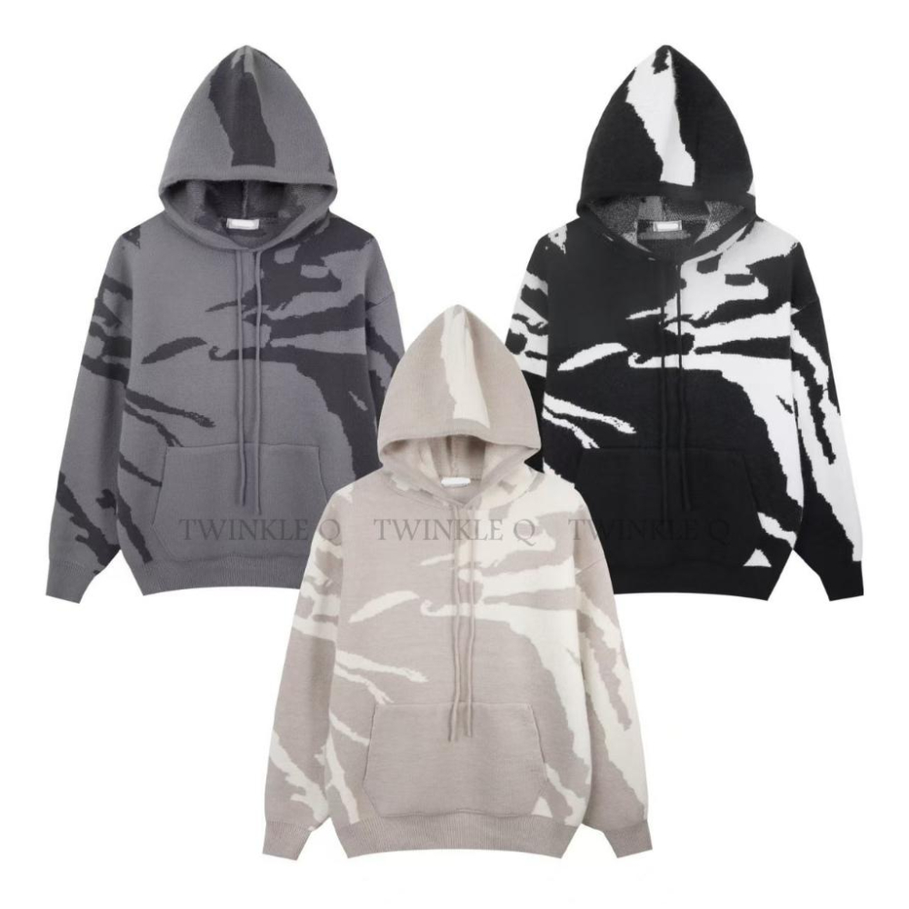 🎀Twinkle Q韓國代購-預購✈️東大門🔥南大門正韓 針織連帽上衣 迷彩風 休閒 連帽t恤 針織毛衣 毛衣-細節圖9