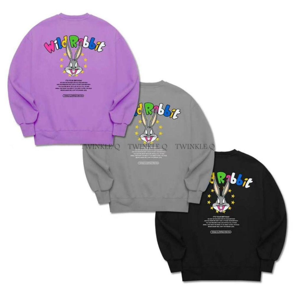 Twinkle Q韓國代購(現貨+預購) ✈️東大門🔥南大門正韓 彩色字母 兔兔印花 大學t 休閒 長袖t恤 男女中性-細節圖8