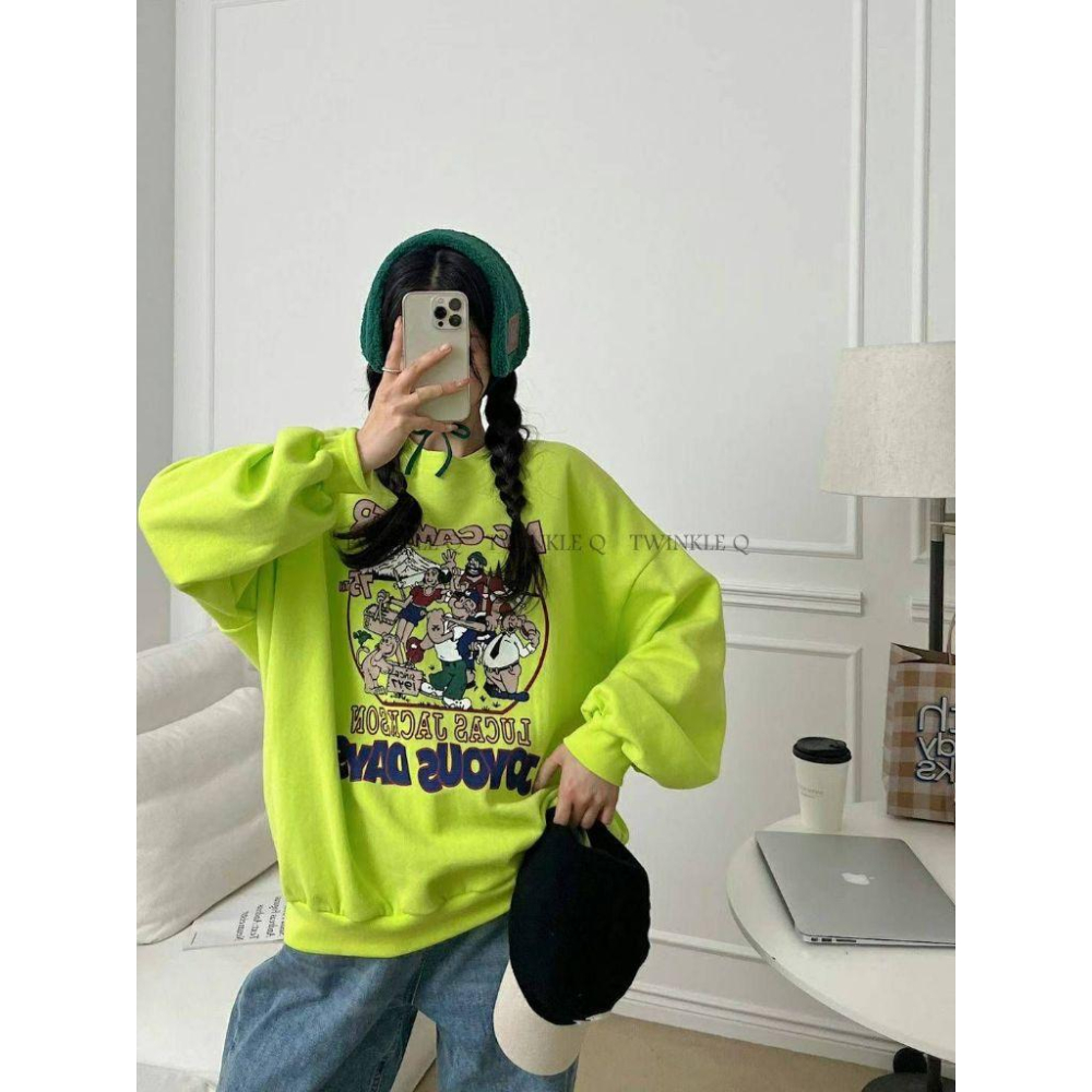 Twinkle Q韓國代購（現貨+預購）✈️東大門🔥南大門正韓 卡通圖案 卜派 大學t 長袖上衣 休閒上衣 長袖t恤-細節圖5